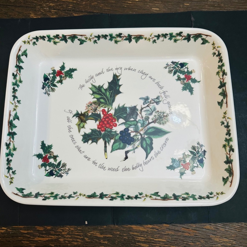 Portmeirion "The Holly and The Ivy" 12 inch Lasagna Rectangular Baking Dish Vtg